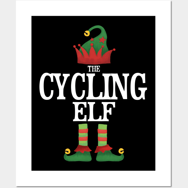 Cycling Elf Matching Family Group Christmas Party Pajamas Wall Art by uglygiftideas